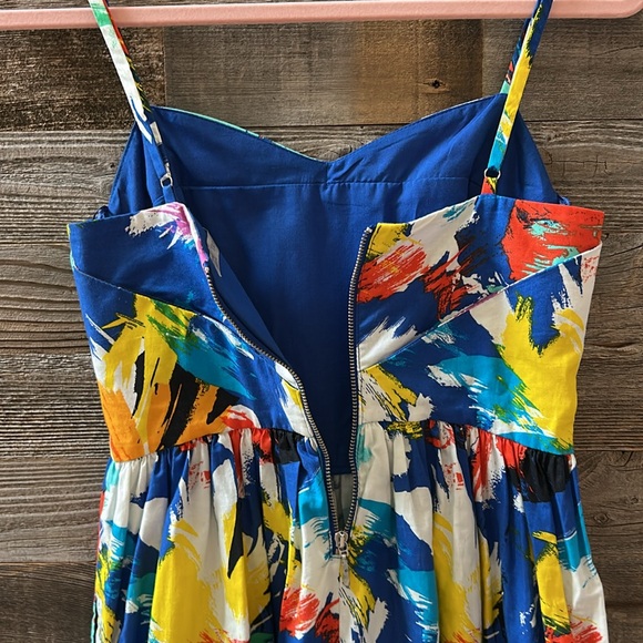 Zara Trafaluc Multicolor Abstract Spaghetti Strap Mini Dress Size XS - Picture 7 of 8